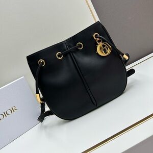 Elegant Black Shoulder Bag with Gold Details
